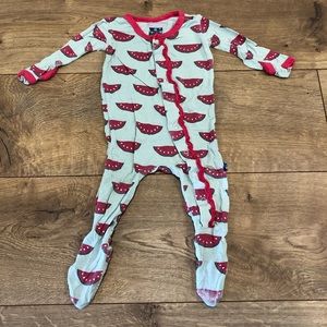 KicKee Pants Watermelon Footed PJs - 3-6m